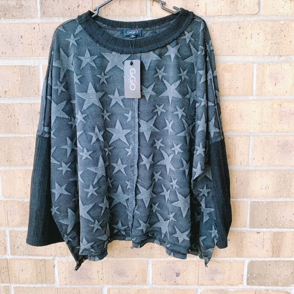 GiGio USA Star Print Batwing Crewneck Sweater NWT